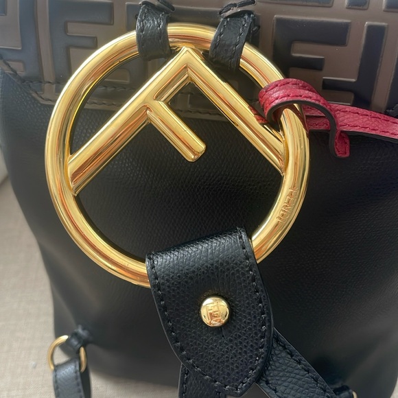 FENDI Drawstring Flap Backpack Leather with Zucca Embossed Detail - Picture 3 of 12